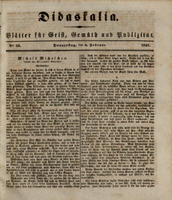 Didaskalia Donnerstag 4. Februar 1847