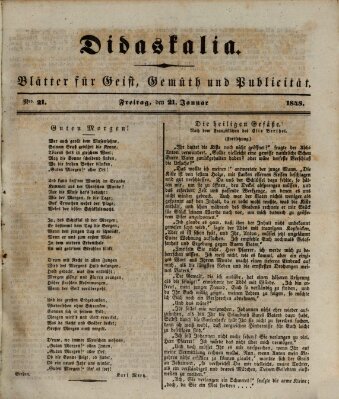 Didaskalia Freitag 21. Januar 1848