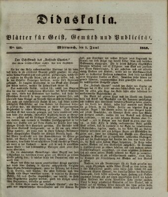 Didaskalia Mittwoch 7. Juni 1848