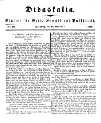 Didaskalia Dienstag 16. Oktober 1849