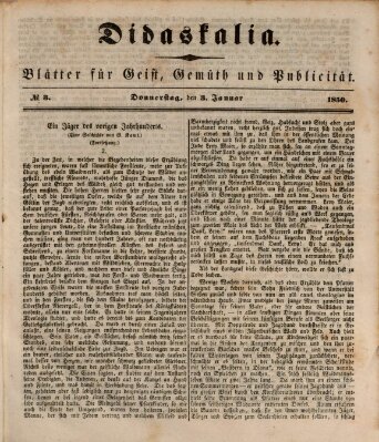 Didaskalia Donnerstag 3. Januar 1850
