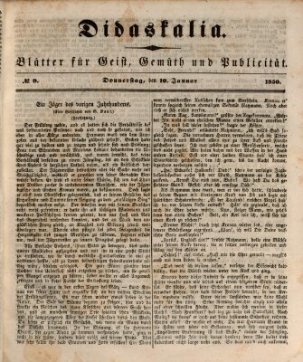 Didaskalia Donnerstag 10. Januar 1850