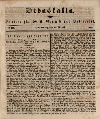 Didaskalia Donnerstag 25. April 1850