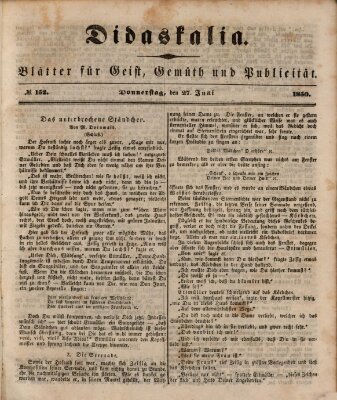 Didaskalia Donnerstag 27. Juni 1850