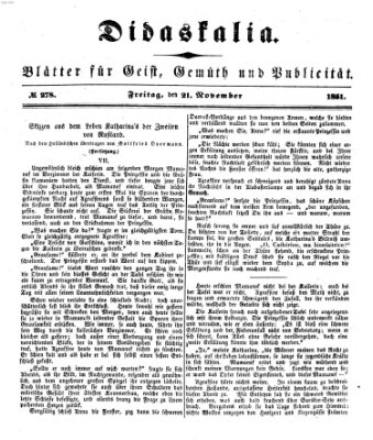 Didaskalia Freitag 21. November 1851