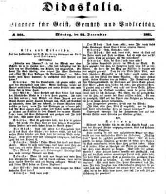 Didaskalia Montag 22. Dezember 1851