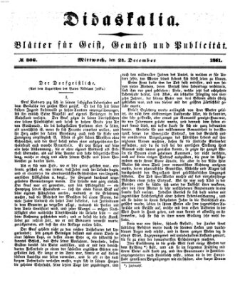 Didaskalia Mittwoch 24. Dezember 1851