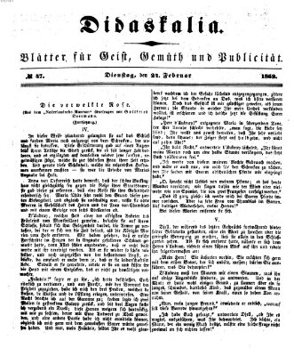 Didaskalia Dienstag 24. Februar 1852