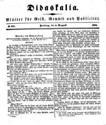 Didaskalia Freitag 6. August 1852
