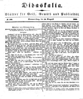 Didaskalia Donnerstag 12. August 1852