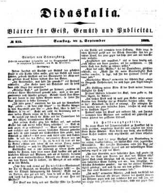 Didaskalia Samstag 4. September 1852
