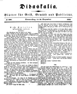 Didaskalia Donnerstag 16. Dezember 1852