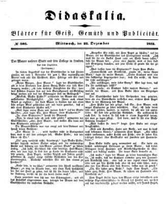 Didaskalia Mittwoch 22. Dezember 1852