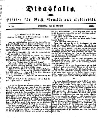 Didaskalia Samstag 2. April 1853