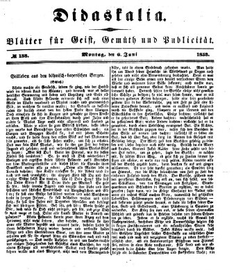 Didaskalia Montag 6. Juni 1853
