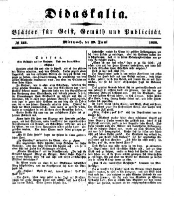 Didaskalia Mittwoch 29. Juni 1853