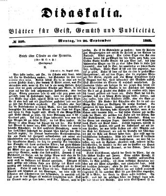 Didaskalia Montag 26. September 1853