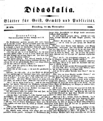 Didaskalia Dienstag 22. November 1853