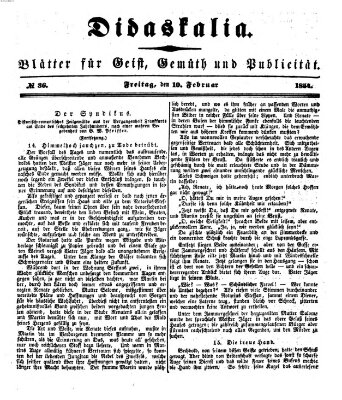 Didaskalia Freitag 10. Februar 1854
