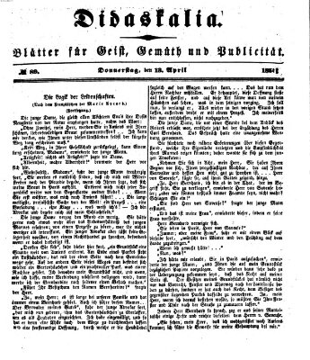 Didaskalia Donnerstag 13. April 1854