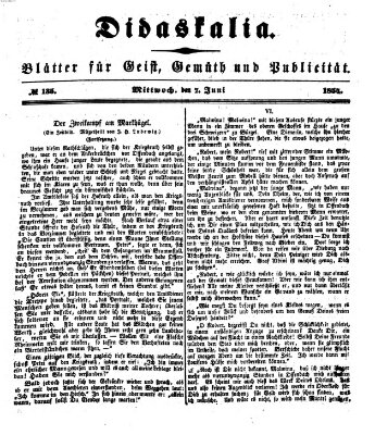 Didaskalia Mittwoch 7. Juni 1854