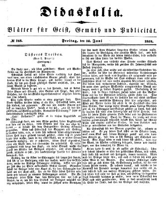 Didaskalia Freitag 16. Juni 1854
