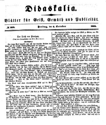 Didaskalia Freitag 6. Oktober 1854