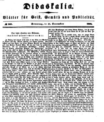 Didaskalia Sonntag 17. Dezember 1854