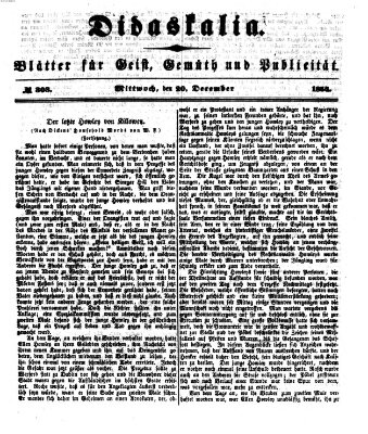 Didaskalia Mittwoch 20. Dezember 1854