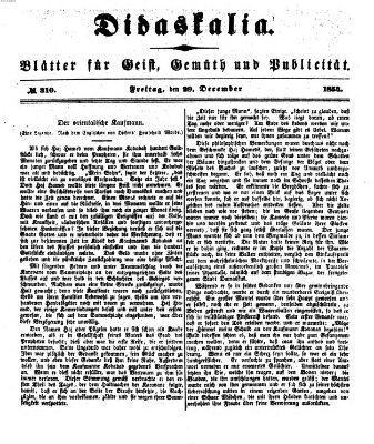 Didaskalia Freitag 29. Dezember 1854