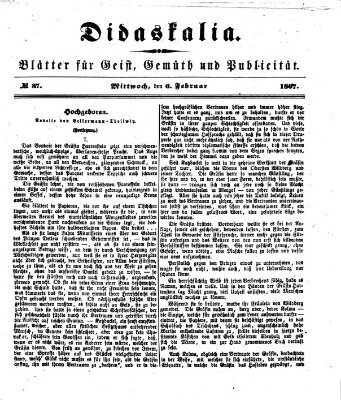 Didaskalia Mittwoch 6. Februar 1867