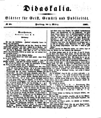 Didaskalia Freitag 1. März 1867