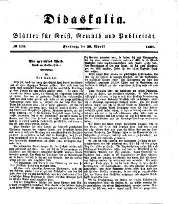 Didaskalia Freitag 26. April 1867