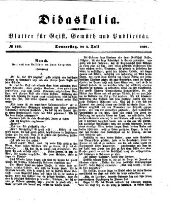 Didaskalia Donnerstag 4. Juli 1867