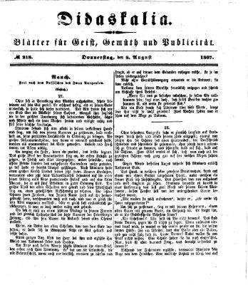 Didaskalia Donnerstag 8. August 1867