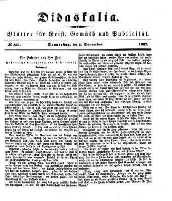 Didaskalia Donnerstag 5. Dezember 1867
