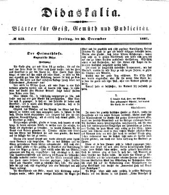 Didaskalia Freitag 20. Dezember 1867