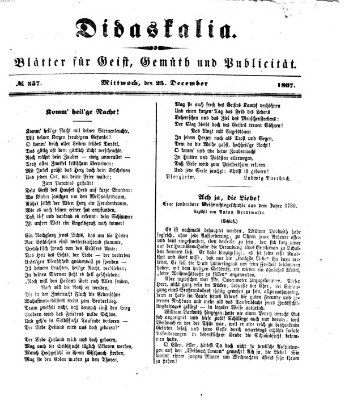 Didaskalia Mittwoch 25. Dezember 1867