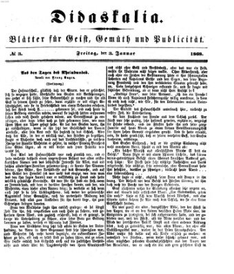 Didaskalia Freitag 3. Januar 1868
