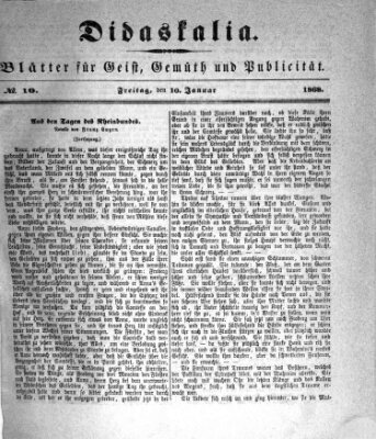 Didaskalia Freitag 10. Januar 1868