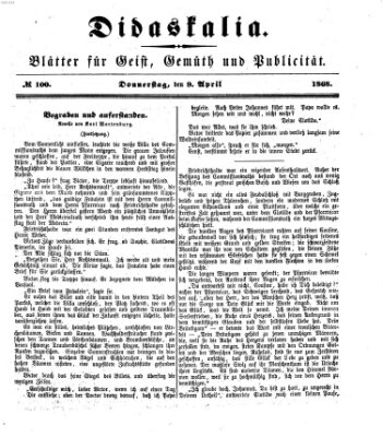 Didaskalia Donnerstag 9. April 1868