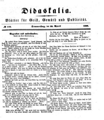Didaskalia Donnerstag 23. April 1868