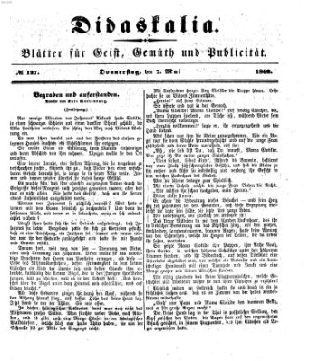 Didaskalia Donnerstag 7. Mai 1868