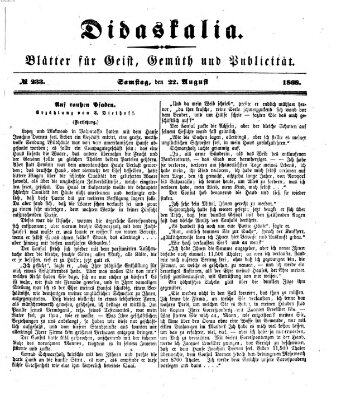 Didaskalia Samstag 22. August 1868