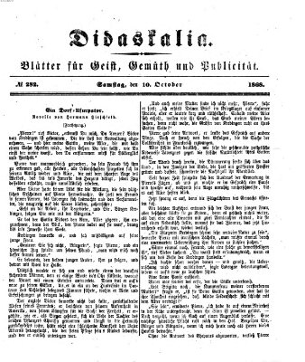 Didaskalia Samstag 10. Oktober 1868