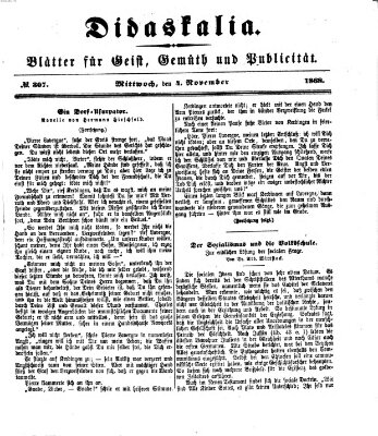 Didaskalia Mittwoch 4. November 1868