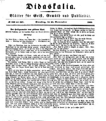 Didaskalia Dienstag 24. November 1868
