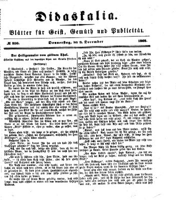 Didaskalia Donnerstag 3. Dezember 1868