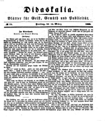 Didaskalia Freitag 12. März 1869