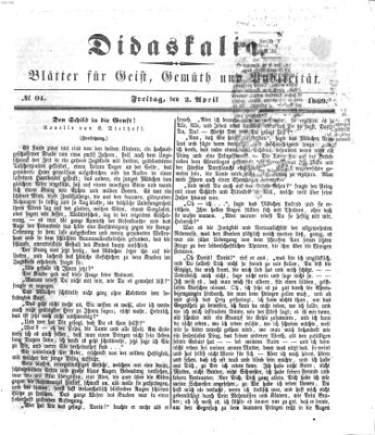 Didaskalia Freitag 2. April 1869